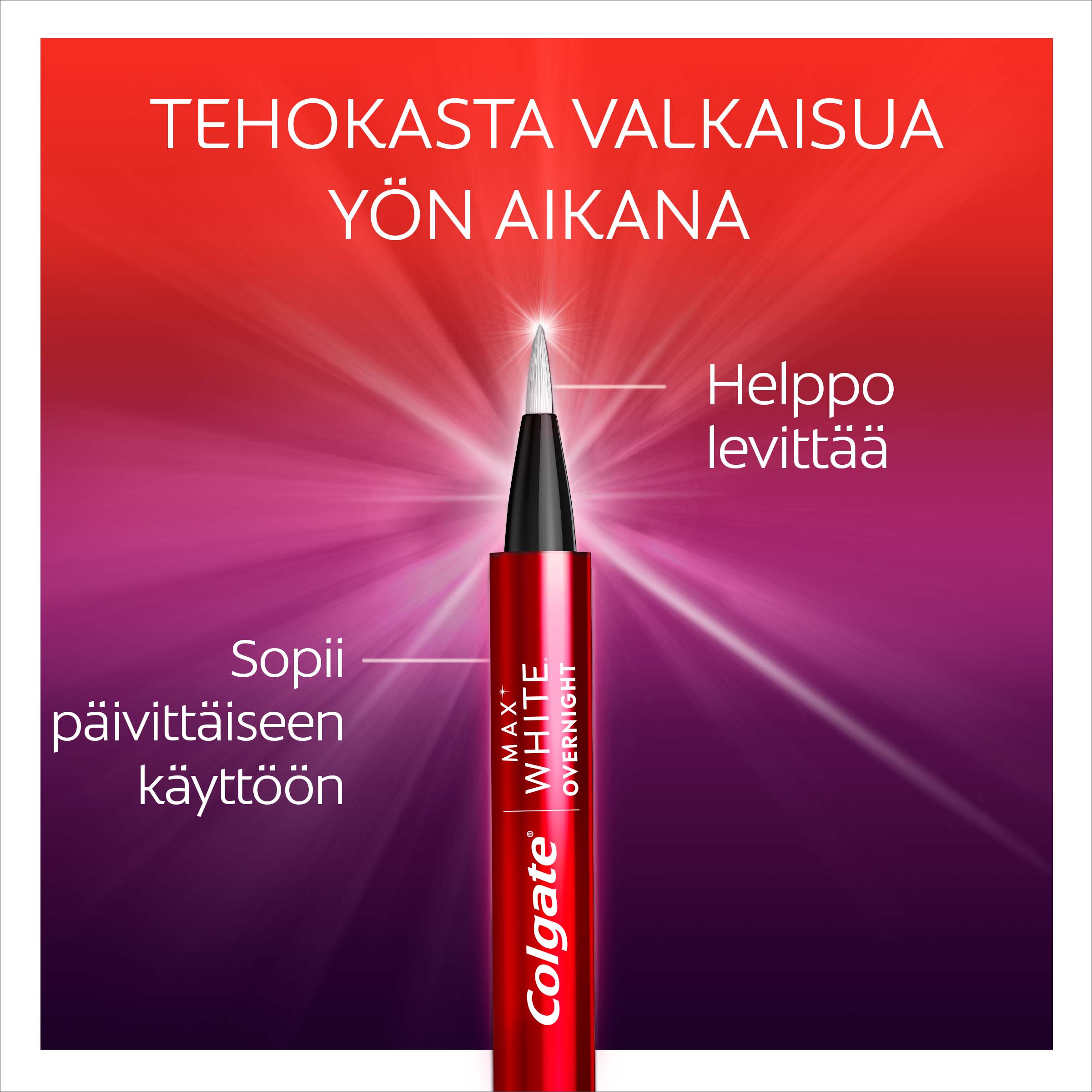 Valkasukynä valkaisee hampaita tehokkaasti yön aikana Valkasukynä valkaisee hampaita tehokkaasti yön aikana